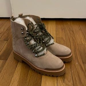 Marc Fisher Tan Ankle Boots with Green Laces